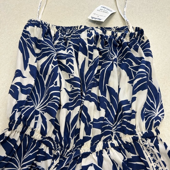 Blue and White Print Jumpsuit with beaded waste tassels - Picture 3 of 5